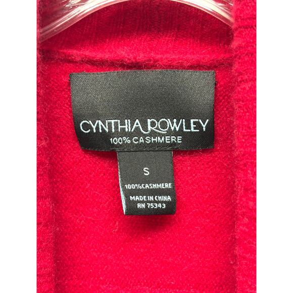Cynthia Rowley 100% Cashmere Sweater Red Waterfall Cardigan Lightweight Size S - Picture 3 of 5